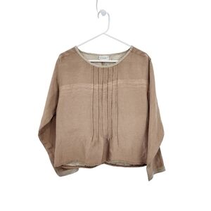 Kleen Women's Silk Linen Blend Pintucks Long Sleeves Top - XS